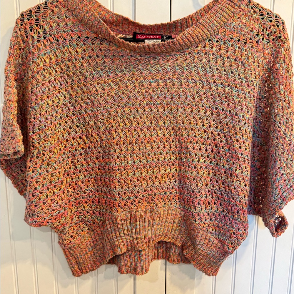 Say What? Multicolored knitted crop top